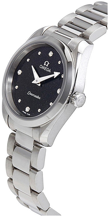  Shop Authentic Omega Seamaster Aqua Terra Quartz Diamond Black Dial Silver Steel Strap Watch for Women - 220.10.28.60.51.001 - Luxxuri