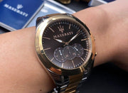  Shop Authentic Maserati Traguardo Chronograph Brown Dial Two Tone Steel Strap Men's Watch - R8873612003 - Luxxuri