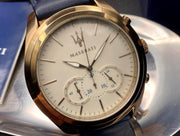  Shop Authentic Maserati Traguardo Chronograph Grey Dial Leather Strap Men's Watch - R8871612016 - Luxxuri