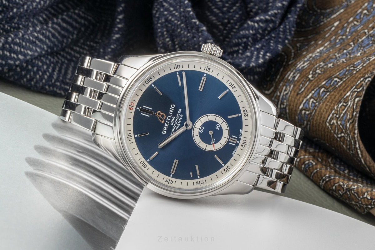  Shop Authentic Breitling Premier Automatic 40mm Blue Dial Silver Steel Strap Watch for Men - A37340351C1A1 - Luxxuri
