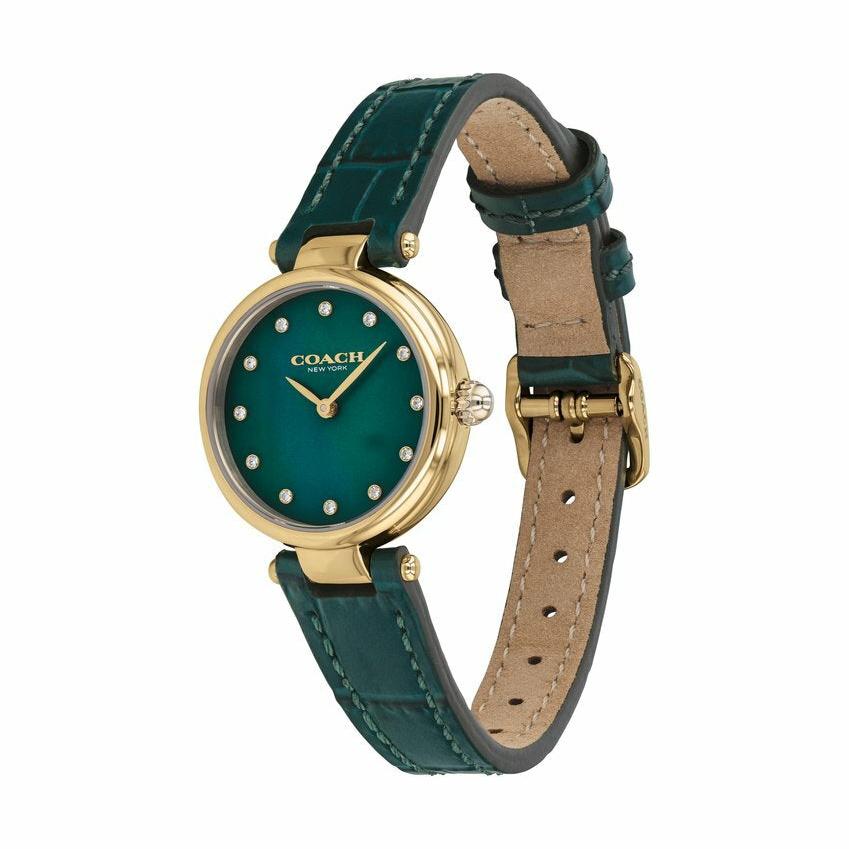 Coach Park Analog Green Dial Green Leather Strap Watch for Women - 14503534