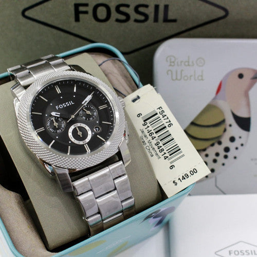  Shop Authentic Fossil Machine Chronograph Black Dial Silver Steel Strap Watch for Men - FS4776 - Luxxuri