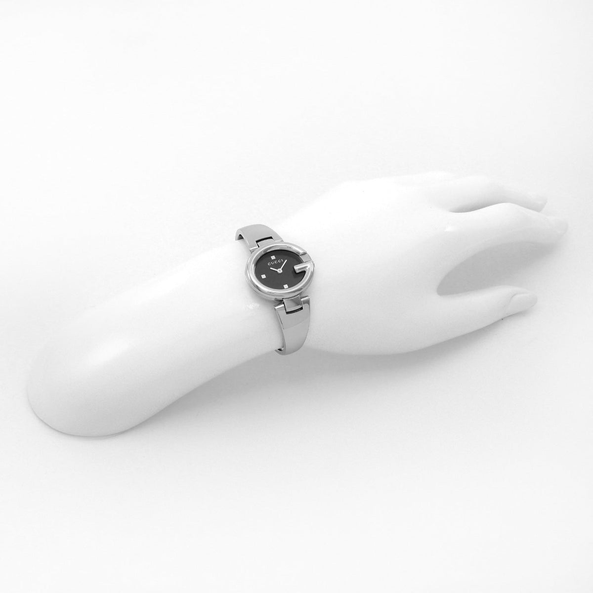  Shop Authentic Gucci Guccisima Quartz Black Dial Silver Steel Strap Watch For Women - YA134501 - Luxxuri