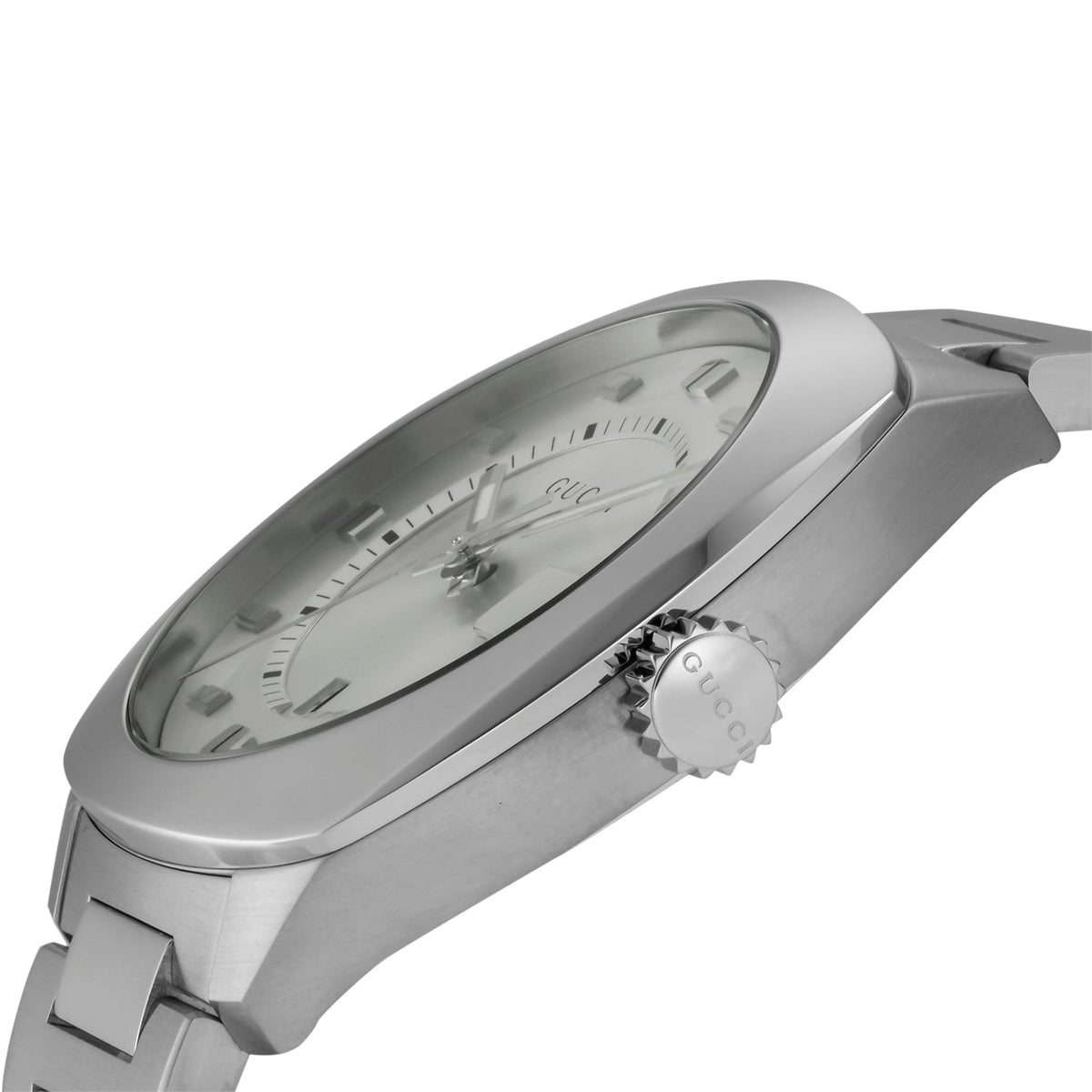  Shop Authentic Gucci GG2570 Silver Dial Silver Steel Strap Watch For Men - YA142308 - Luxxuri