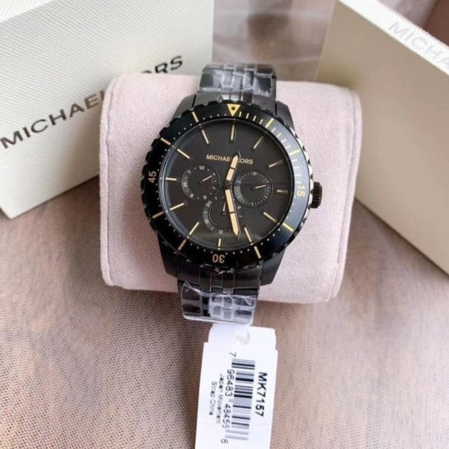  Shop Authentic Michael Kors Cunningham Chronograph Black Dial Black Steel Strap Watch For Men - MK7157 - Luxxuri
