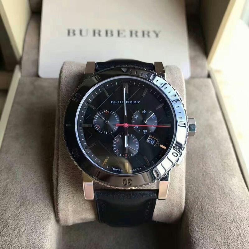  Shop Authentic Burberry The City Chronograph Ion Plated Grey Dial Grey Leather Strap Watch for Men - BU9384 - Luxxuri