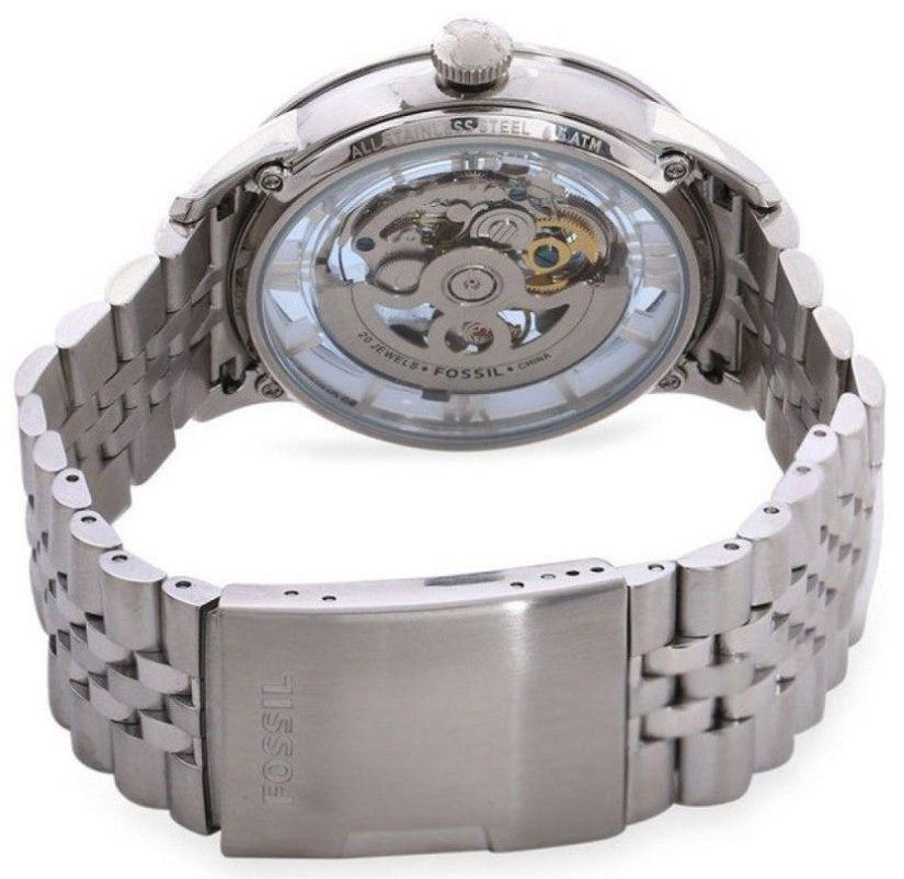  Shop Authentic Fossil Townsman Automatic Skeleton Blue Dial Silver Steel Strap Watch for Men - ME3073 - Luxxuri