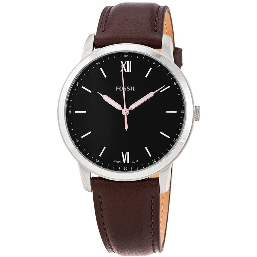  Shop Authentic Fossil The Minimalist 3H Black Dial Brown Leather Strap Watch for Men - FS5464 - Luxxuri