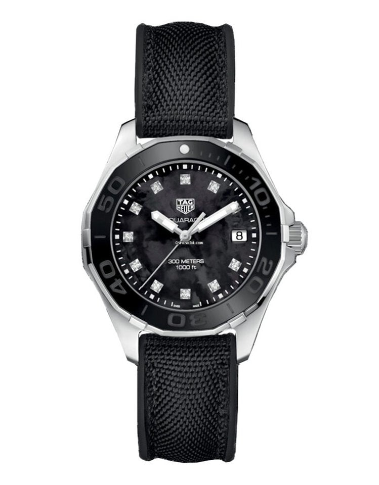  Shop Authentic Tag Heuer Aquaracer Quartz Mother of Pearl Black Dial Black NATO Strap Watch for Women - WAY131M.FT6092 - Luxxuri