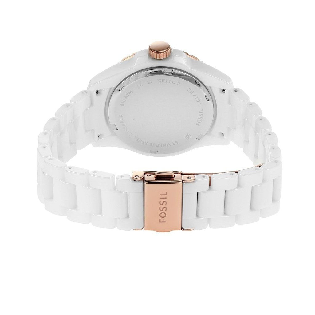  Shop Authentic Fossil FB-01 Analog White Dial White Ceramic Strap Watch for Women - CE1107 - Luxxuri