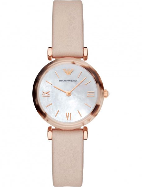  Shop Authentic Emporio Armani Mother of Pearl Dial Beige Leather Strap Watch For Women - AR11004 - Luxxuri