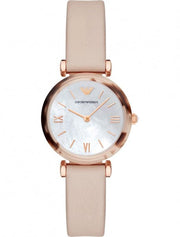  Shop Authentic Emporio Armani Mother of Pearl Dial Beige Leather Strap Watch For Women - AR11004 - Luxxuri