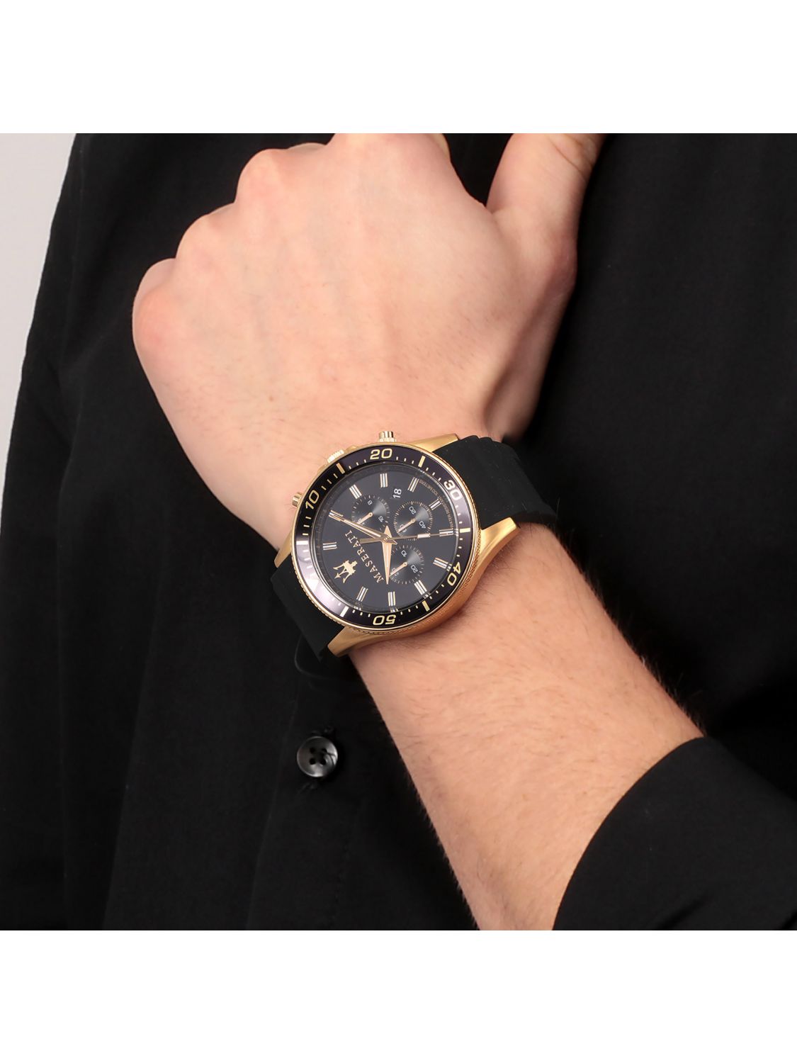  Shop Authentic Maserati SFIDA Chronograph Black Dial Rubber Strap Watch For Men - R8871640001 - Luxxuri