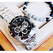  Shop Authentic Guess Trophy Chronograph Diamonds Black Dial Silver Steel Strap Watch for Men - GW0390G1 - Luxxuri