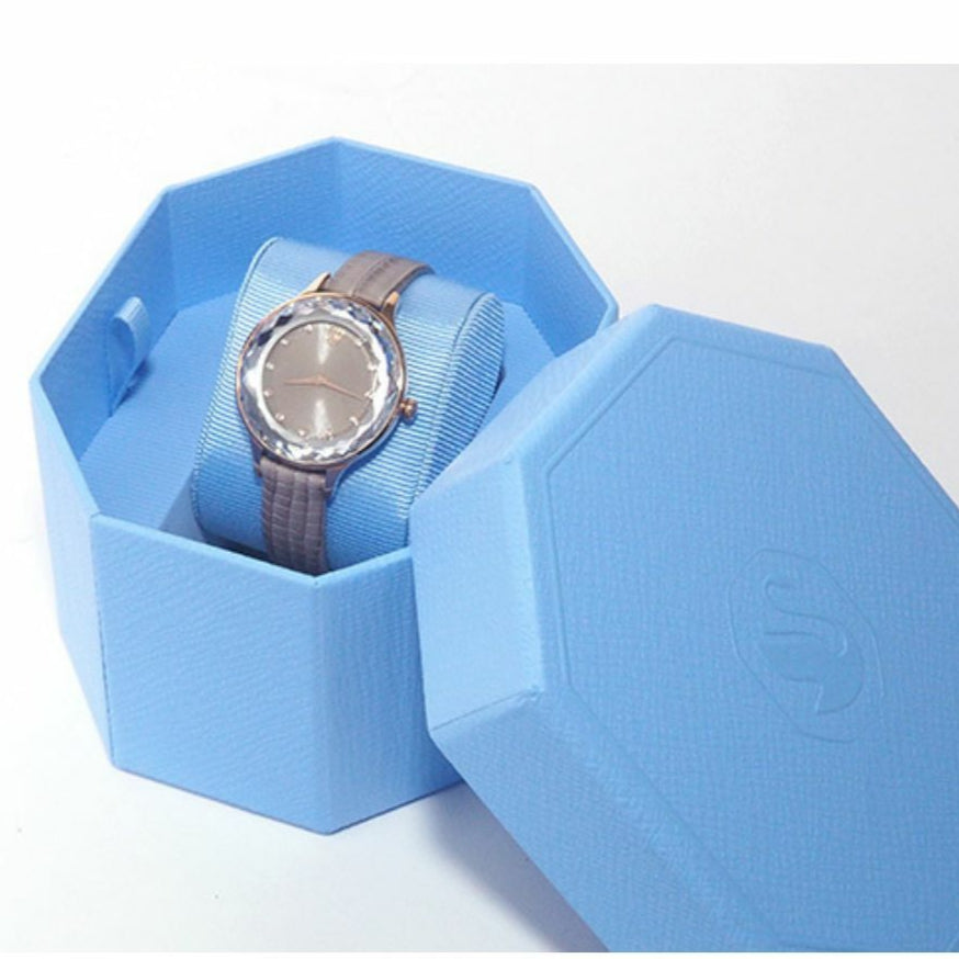  Shop Authentic Swarovski Octea Nova Beige Dial Grey Leather Strap Watch for Women - 5649999 - Luxxuri