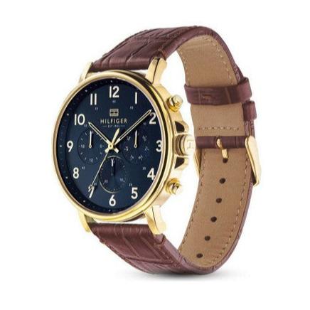  Shop Authentic Tommy Hilfiger Daniel Blue Dial Brown Leather Strap Watch for Men - 1710380 - Luxxuri