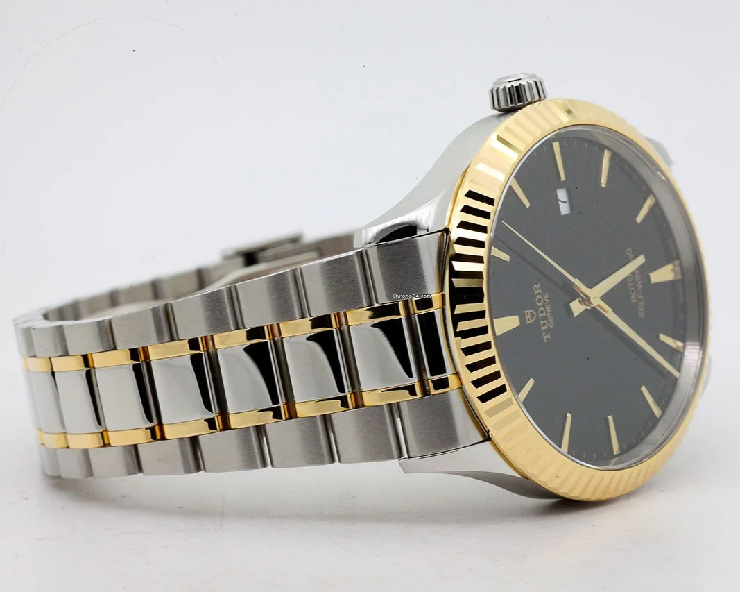  Shop Authentic Tudor Style Automatic Black Dial Two Tone Steel Strap Watch for Men - M12713-0005 - Luxxuri