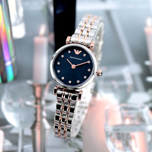  Shop Authentic Emporio Armani Gianni T Bar Quartz Blue Dial Two Tone Steel Strap Watch For Women - AR11222 - Luxxuri