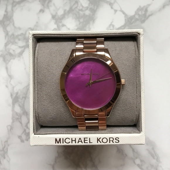  Shop Authentic Michael Kors Runway Pink Dial Rose Gold Steel Strap Watch for Women - MK3550 - Luxxuri