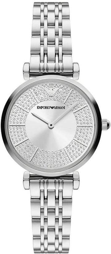  Shop Authentic Emporio Armani Gianni T-Bar Quartz Silver Dial Silver Steel Strap Watch For Women - AR11445 - Luxxuri
