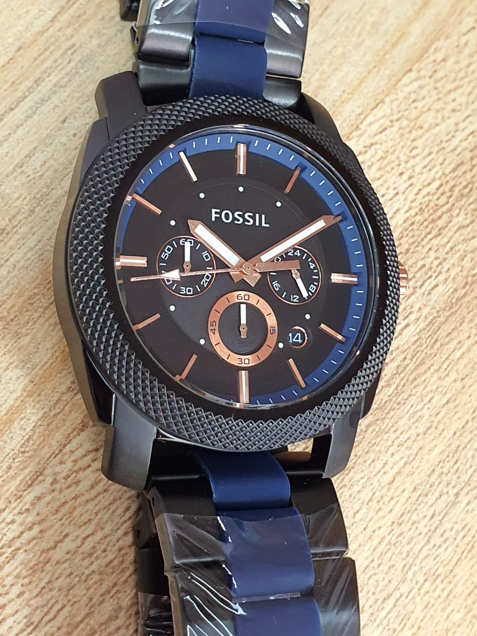  Shop Authentic Fossil Machine Chronograph Black Dial Two Tone Steel Strap Watch for Men - FS5164 - Luxxuri
