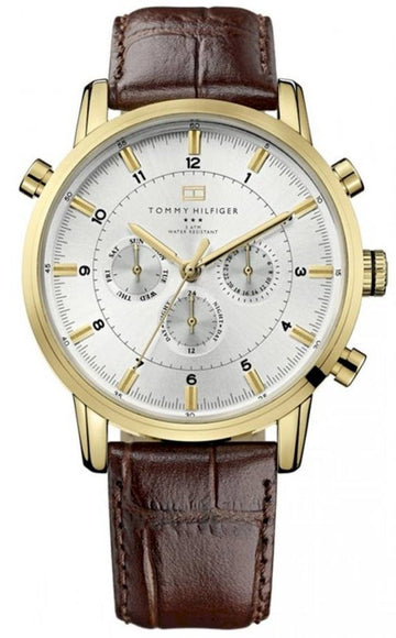  Shop Authentic Tommy Hilfiger Harrison White Dial Brown Leather Strap Watch for Men - 1790874 - Luxxuri