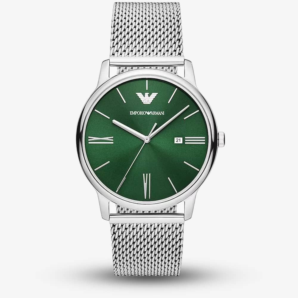  Shop Authentic Emporio Armani Minimalist Quartz Green Dial Silver Mesh Bracelet Watch For Men - AR11578 - Luxxuri