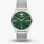  Shop Authentic Emporio Armani Minimalist Quartz Green Dial Silver Mesh Bracelet Watch For Men - AR11578 - Luxxuri