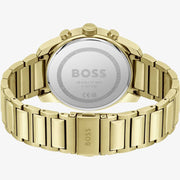 Shop Authentic Hugo Boss Trace Chronograph Black Dial Gold Steel Strap Watch For Men - 1514006 - Luxxuri