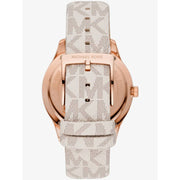  Shop Authentic Michael Kors Runway Quartz Rose Gold Dial White Leather Strap Watch For Women - MK6980 - Luxxuri