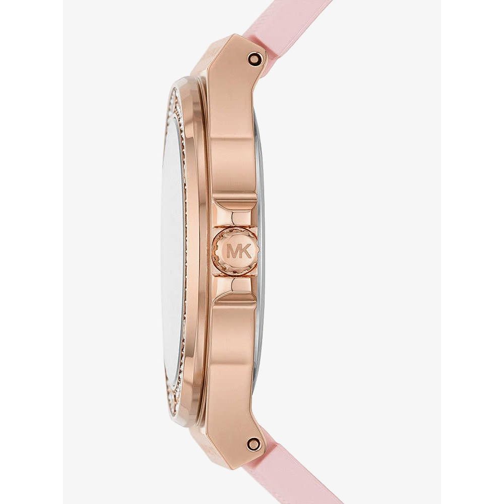  Shop Authentic Michael Kors Mini Lennox Three-Hand Rose Gold Dial Pink Silicone Strap Watch For Women - MK7282 - Luxxuri