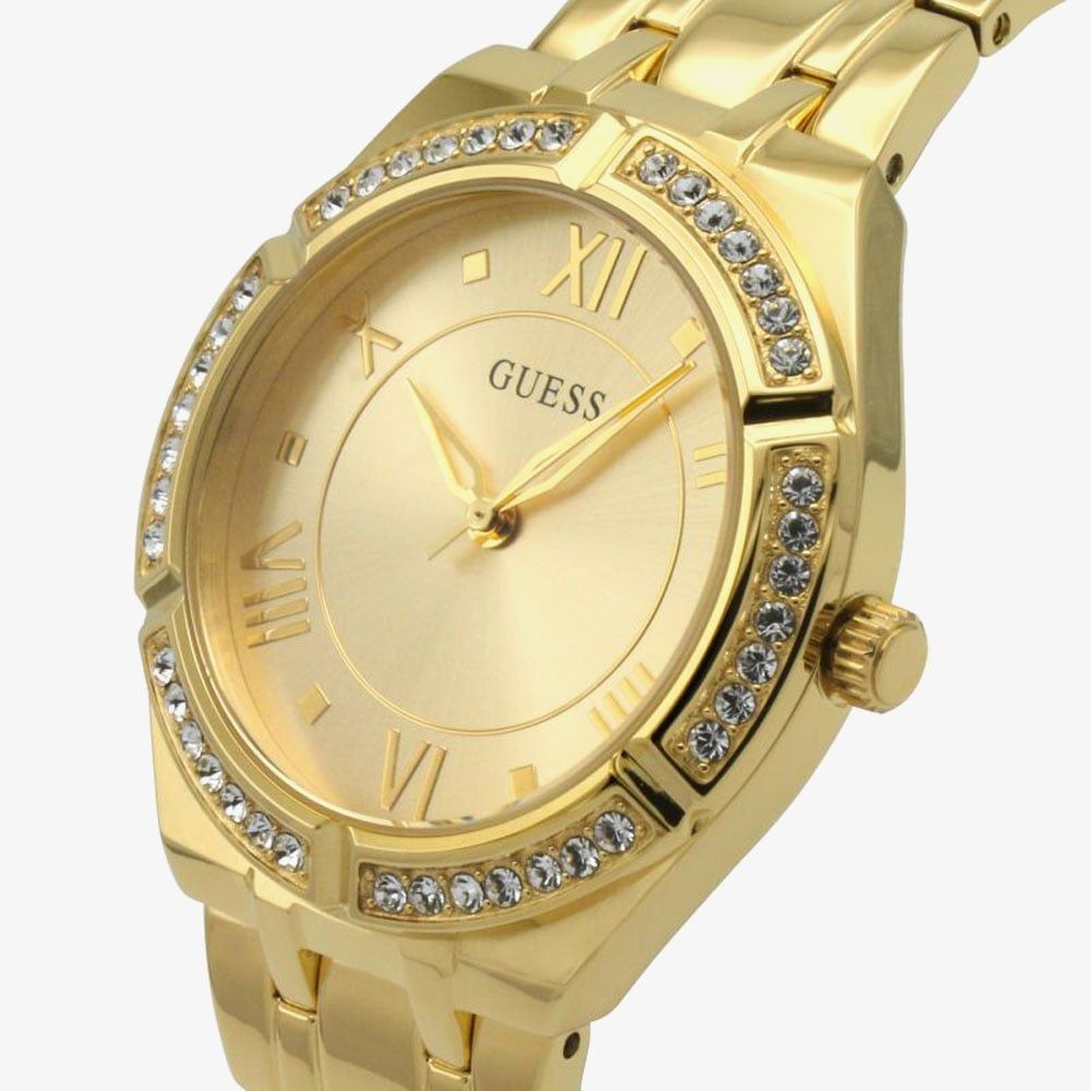  Shop Authentic Guess Cosmo Diamonds Gold Dial Gold Steel Strap Watch For Women - GW0033L2 - Luxxuri