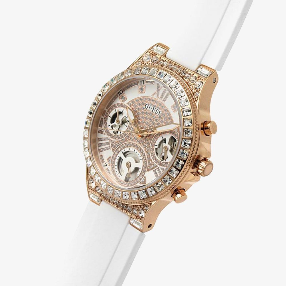  Shop Authentic Guess Moonlight Diamonds White Dial White Rubber Strap Watch for Women - GW0257L2 - Luxxuri