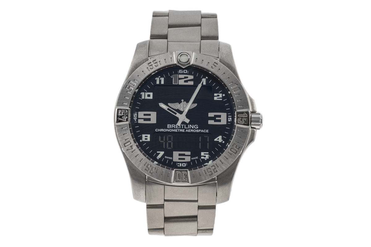  Shop Authentic Breitling Aerospace Evo Black Dial Silver Steel Strap Watch for Men - E79363101B1E1 - Luxxuri