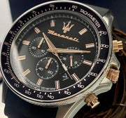  Shop Authentic Maserati SFIDA 44mm Black Silicon Chronograph Watch For Men - R8871640002 - Luxxuri