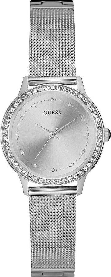  Shop Authentic Guess Chelsea Quartz Silver Dial Silver Mesh Strap Watch For Women - W0647L6 - Luxxuri