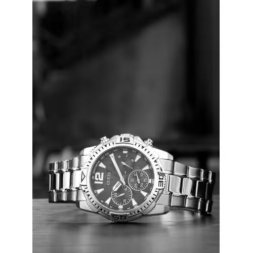  Shop Authentic Guess Commander Chronograph Black Dial Silver Steel Strap Watch for Men - GW0056G1 - Luxxuri
