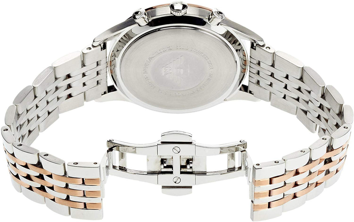  Shop Authentic Emporio Armani Beta Chronograph Grey Dial Two Tone Steel Strap Watch For Men - AR1864 - Luxxuri