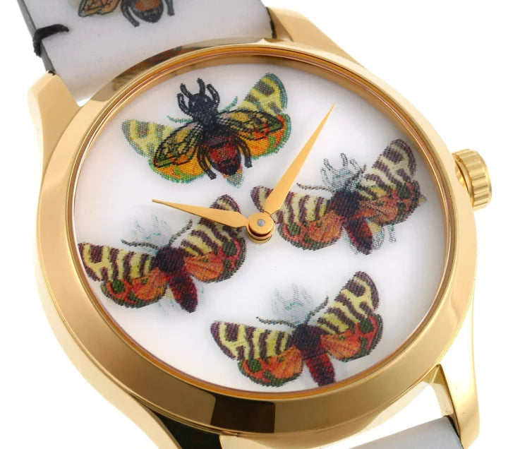  Shop Authentic Gucci G Timeless Quartz White Dial White Leather Strap Watch For Women - YA1264109 - Luxxuri