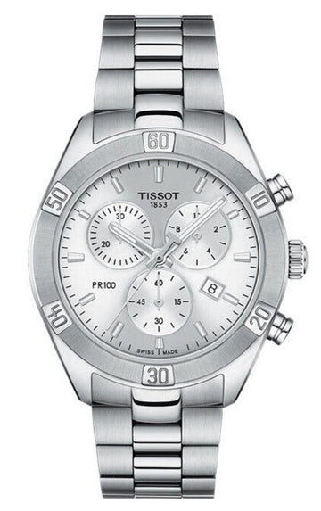  Shop Authentic Tissot PR 100 Sport Chic Chronograph Silver Dial Silver Steel Strap Watch for Women - T101.917.11.031.00 - Luxxuri