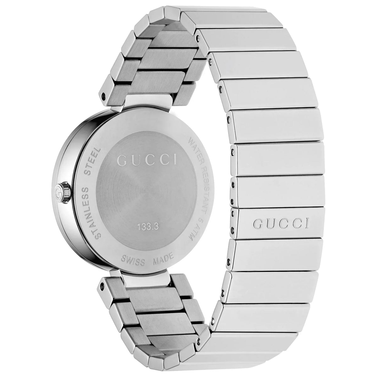  Shop Authentic Gucci G Interlocking Silver Dial Silver Steel Strap Watch For Women - YA133308 - Luxxuri