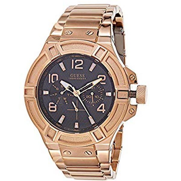  Shop Authentic Guess Rigor Multi Function Black Dial Rose Gold Steel Strap Watch For Men - W0218G3 - Luxxuri