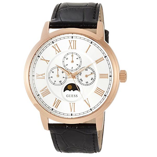 Shop Authentic Guess Delancy Quartz Silver Dial Black Leather Strap Watch For Men - W0870G2 - Luxxuri