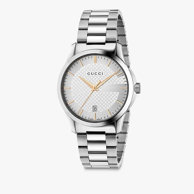  Shop Authentic Gucci G Timeless Silver Dial Silver Steel Strap Unisex Watch - YA126442 - Luxxuri