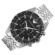  Shop Authentic Emporio Armani Tazio Chronograph Black Dial Silver Steel Strap Watch For Men - AR5988 - Luxxuri