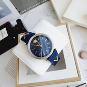 Shop Authentic Versace V-Twist Quartz Blue Dial Blue Leather Strap Watch for Women - VELS00119 - Luxxuri