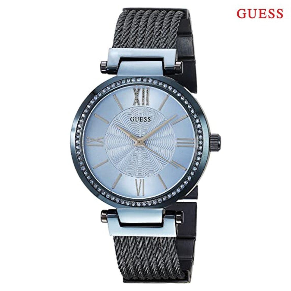  Shop Authentic Guess Soho Diamonds Blue Dial Blue Mesh Bracelet Watch For Women - W0638L3 - Luxxuri