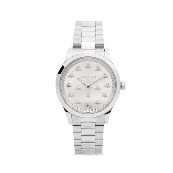  Shop Authentic Gucci G Timeless Quartz Silver Dial Silver Steel Strap Watch for Men - YA1265031 - Luxxuri