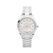  Shop Authentic Gucci G Timeless Quartz Silver Dial Silver Steel Strap Watch for Men - YA1265031 - Luxxuri