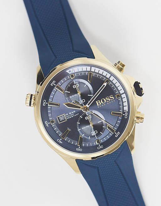  Shop Authentic Hugo Boss Globetrotter Blue Dial Blue Silicone Strap Watch for Men - 1513822 - Luxxuri